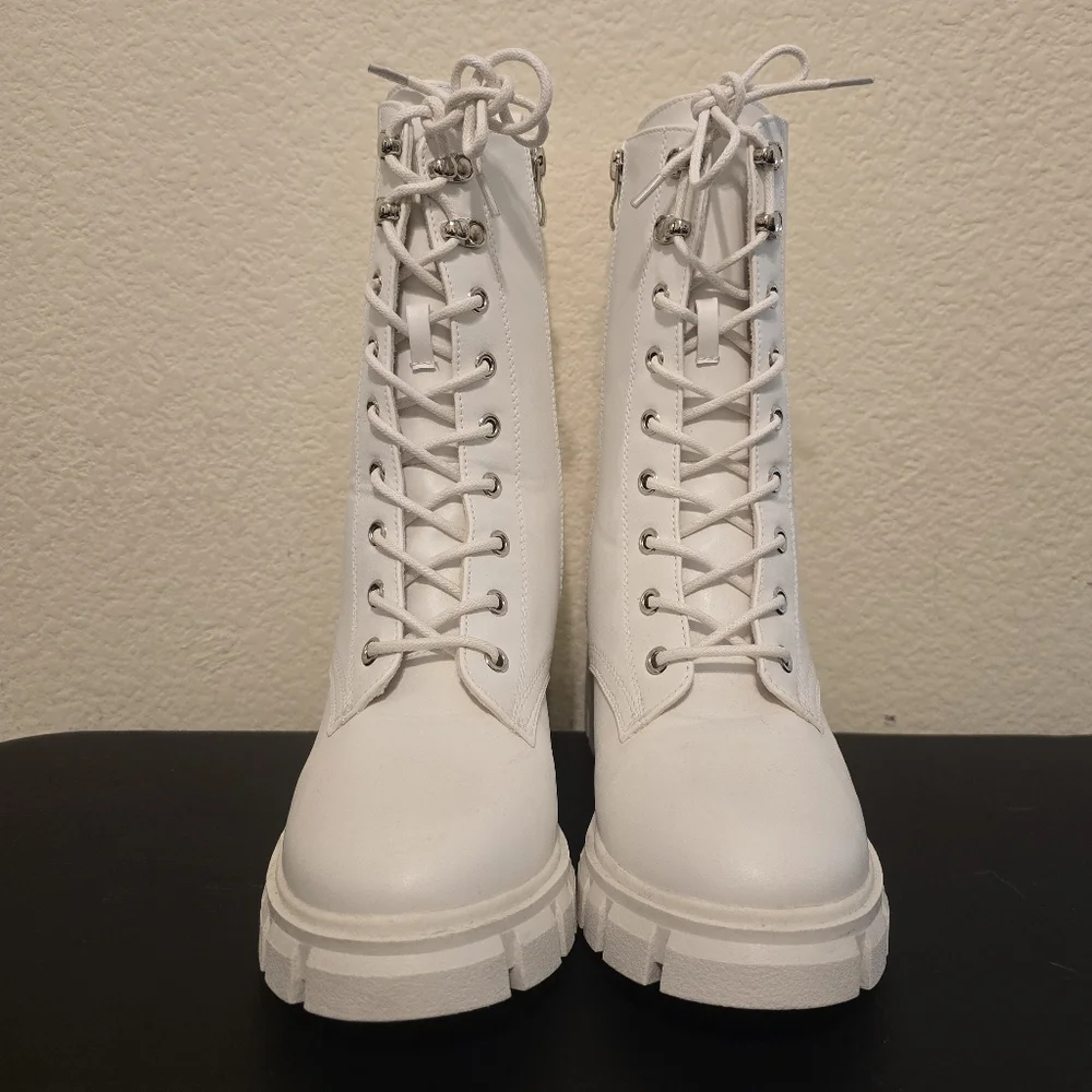 IDIFU White Combat Boots - Picture 2 of 8